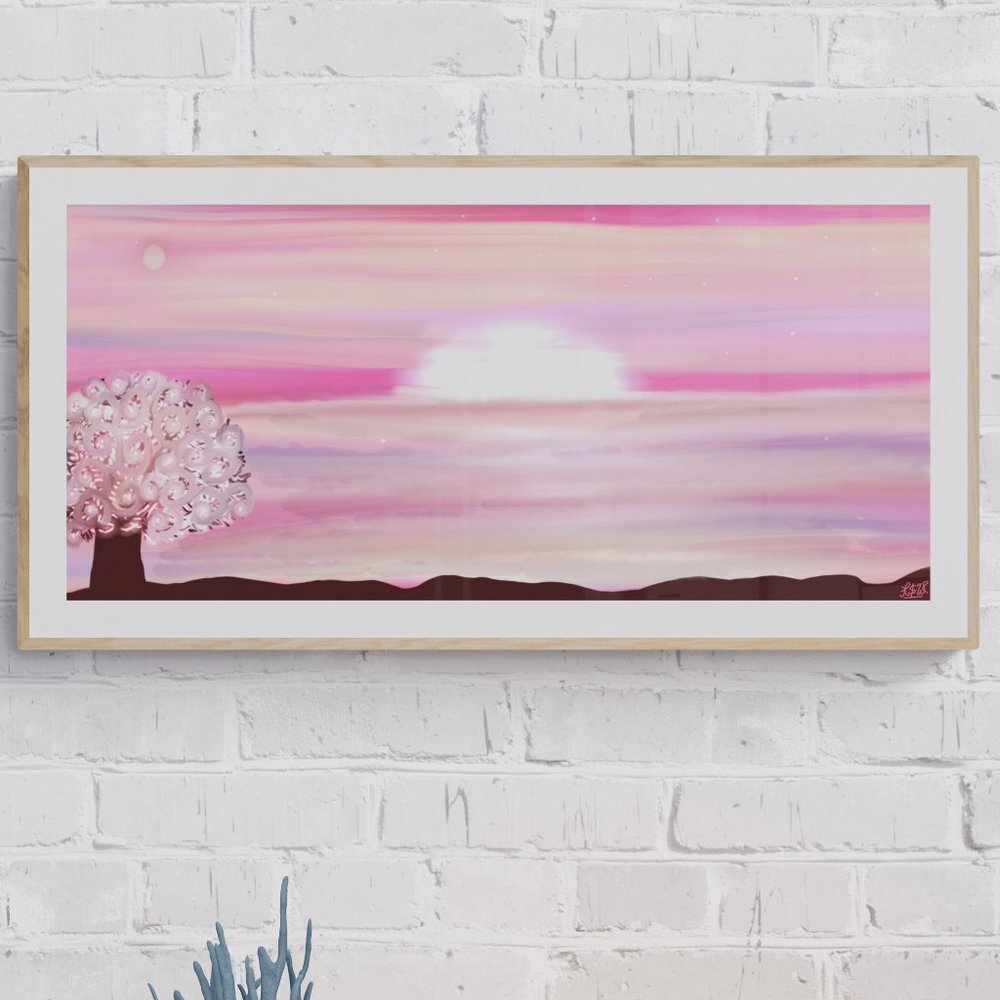 Pink Sunrise | magical | Modern Wall Art Decor | Minimalist Digital Print